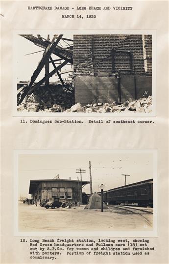 (LONG BEACH, CALIFORNIA EARTHQUAKE) A dossier of 26 photographs documenting damage from the earthquake that struck the Los Angeles regi